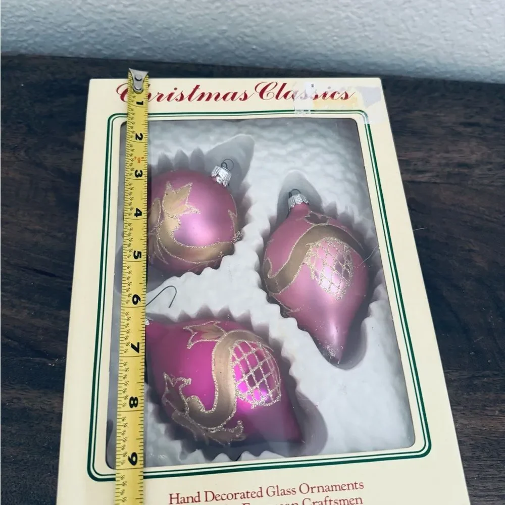 Vintage Holiday Christmas Ornaments Pink European Glass